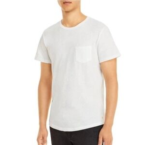 MARINE LAYER NEW Saddle Hem 100% Cotton Relaxed Fit White Pocket Tee Size Large